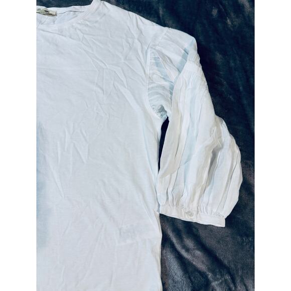 NWT Madewell Size Large Puff-Sleeve Drop-Shoulder Knit Top White Causal - Picture 6 of 9